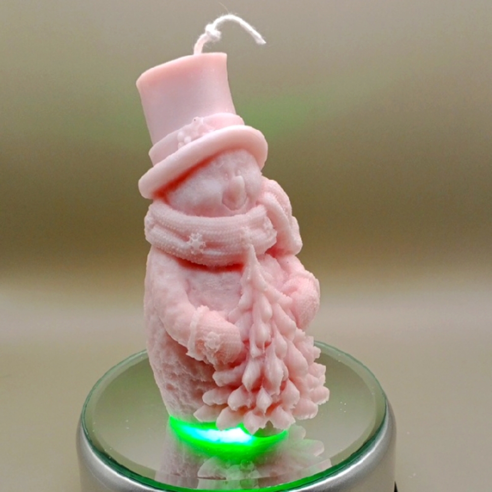 BaRich Hand Made 💕 Pink Snowman Candle
